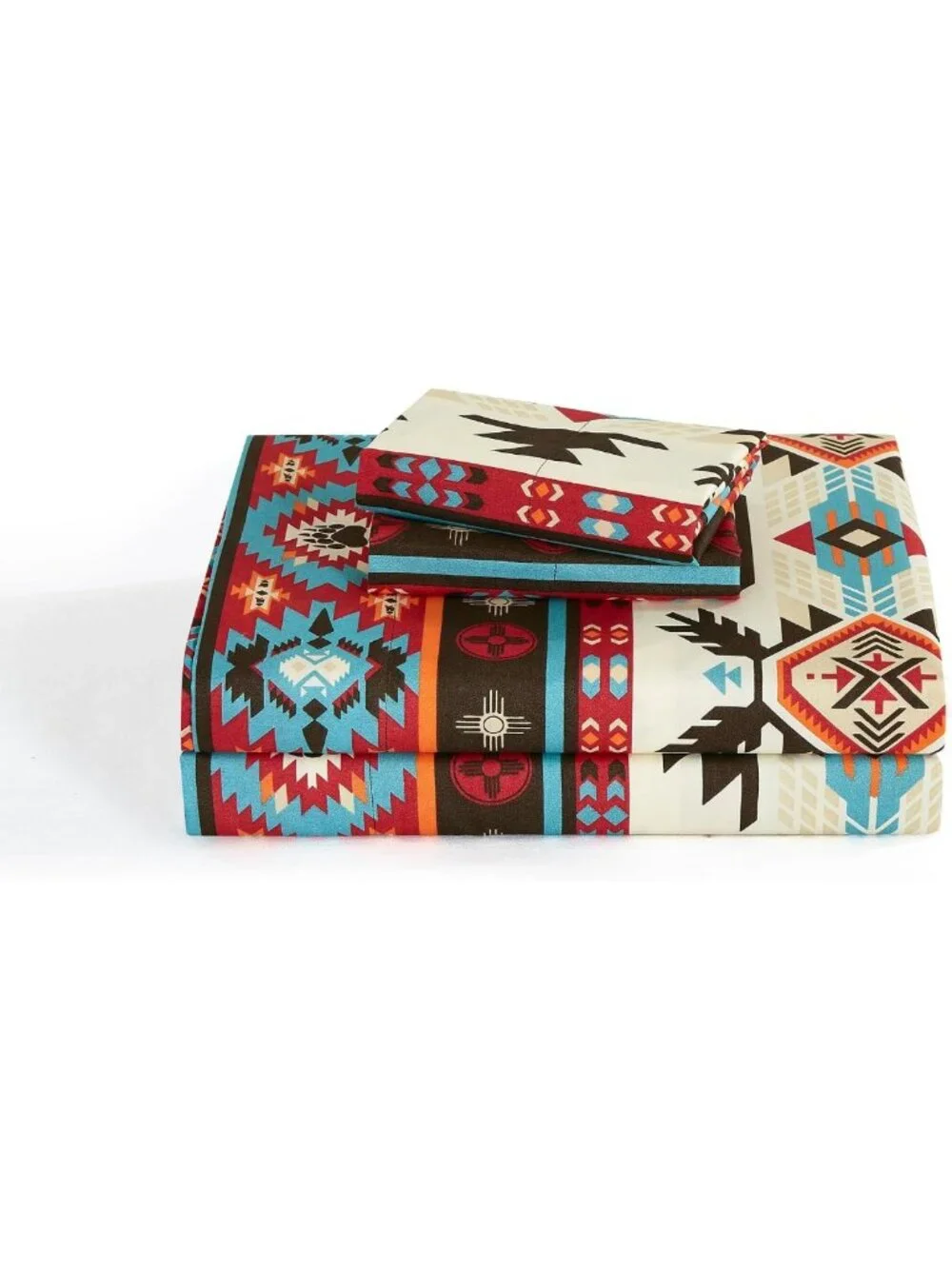 Southwestern Geometric Twin Sheet Set - Multicolor Brushed Microfiber, Deep